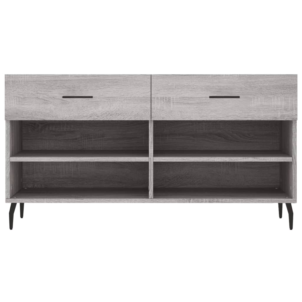 Shoe bench, grey oak, 102x35x55cm, engineered wood