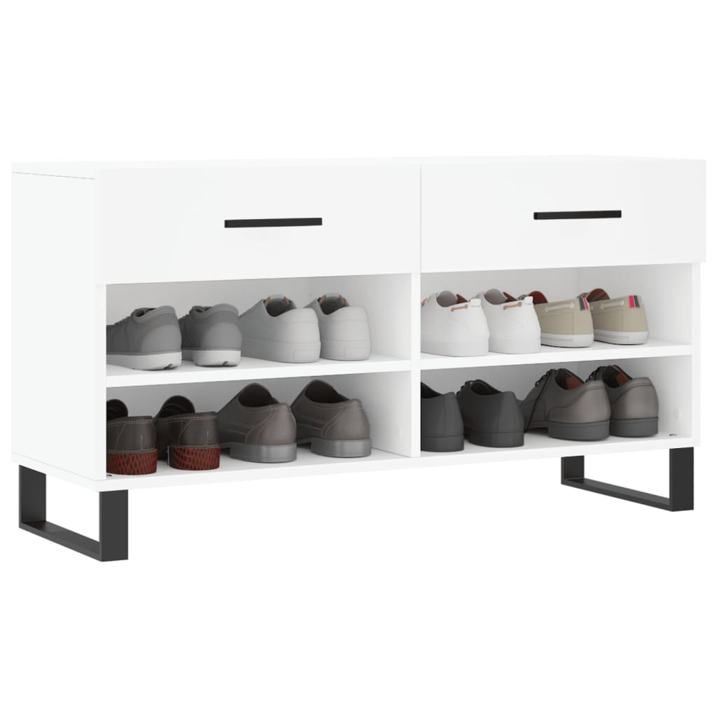 Shoe bench, white, 102x35x55cm, engineered wood