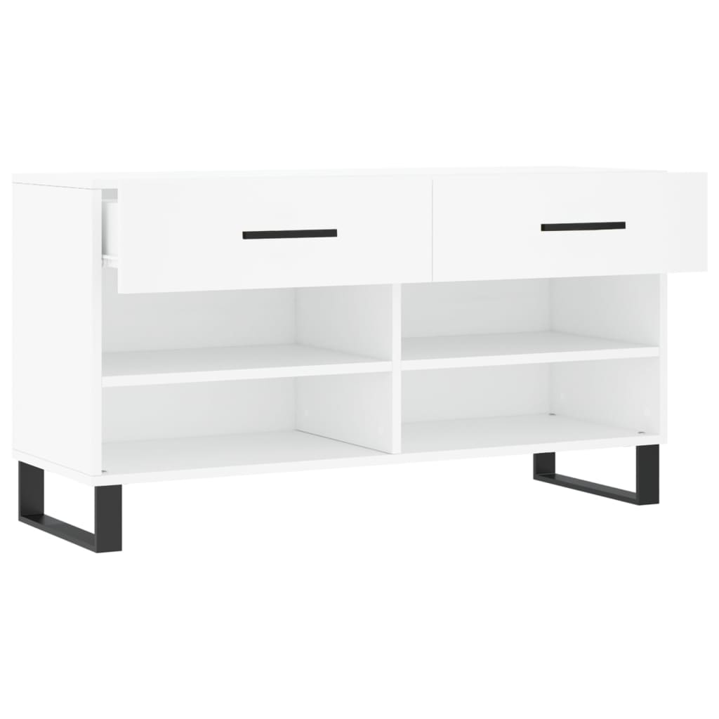 Shoe bench, white, 102x35x55cm, engineered wood