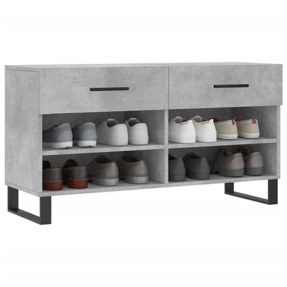 Shoe bench, concrete grey, 102x35x55cm, treated wood