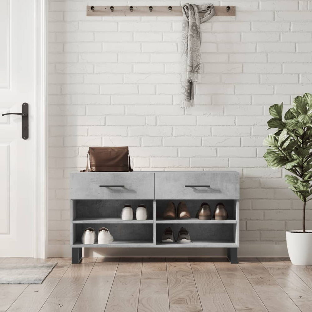 Shoe bench, concrete grey, 102x35x55cm, treated wood