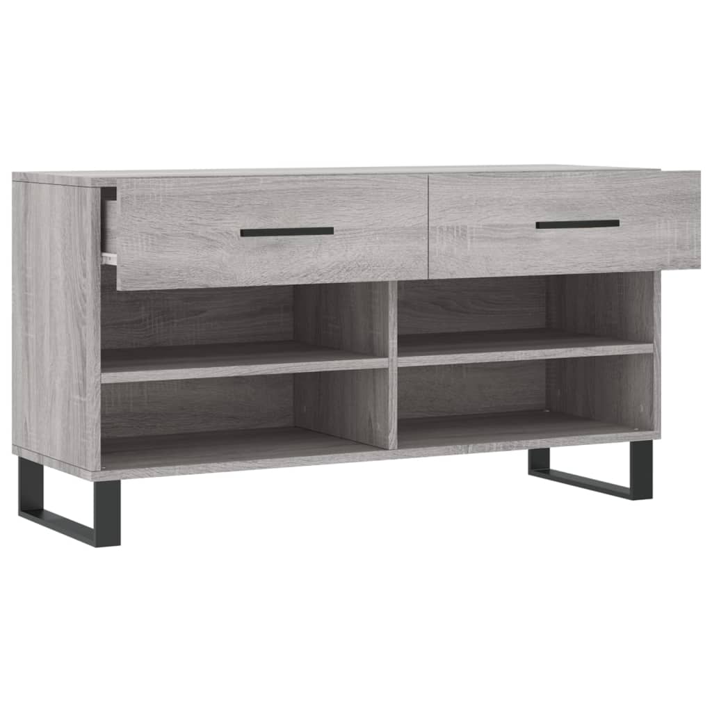 Shoe bench, grey oak, 102x35x55cm, engineered wood