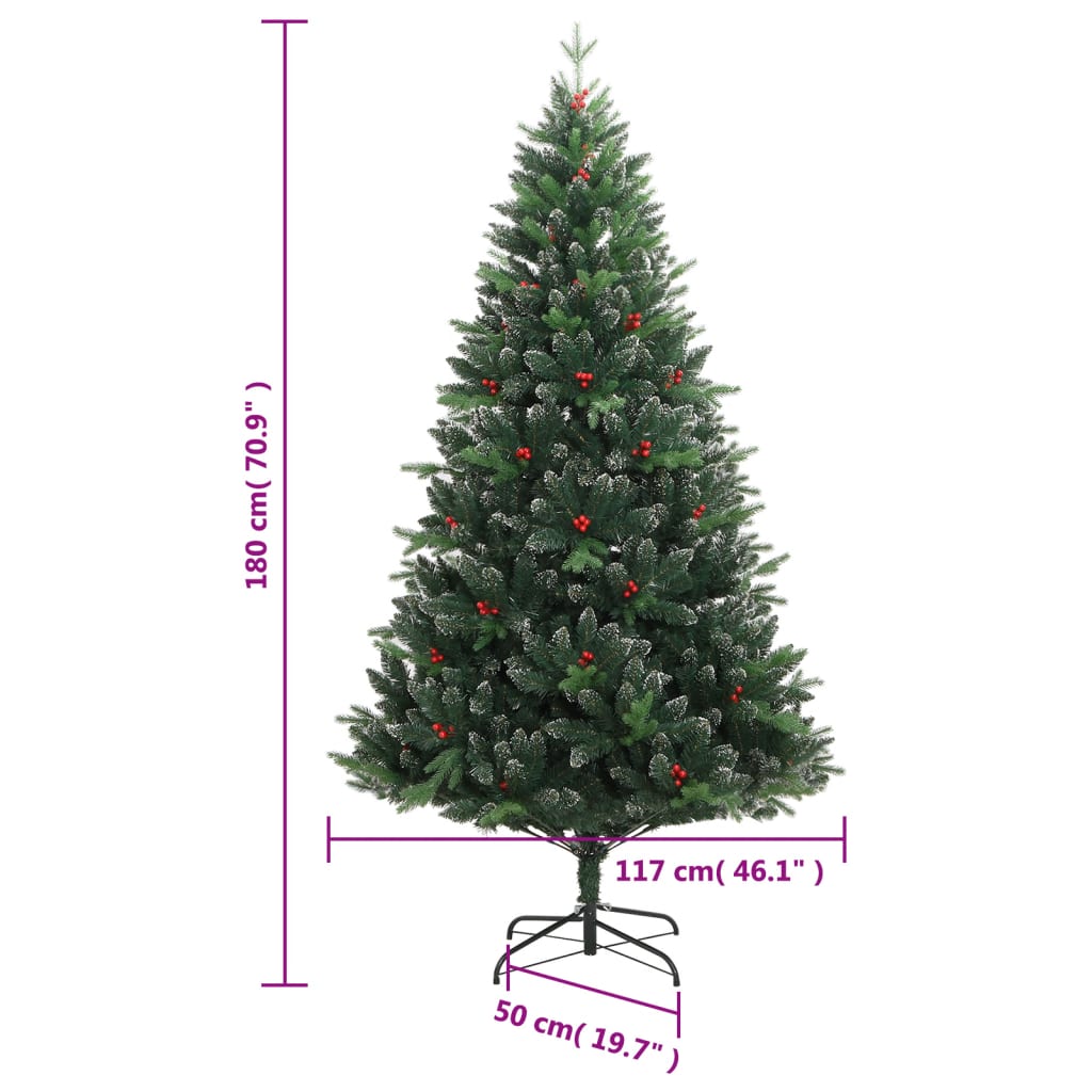 Artificial Christmas Tree SHINE MOON, with hinged branches/berries, 180cm.