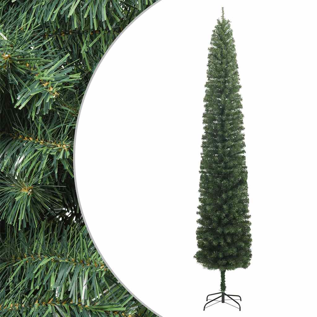 Šaura Ziemassvētku eglīte ar statīvu, 270 cm, PVC