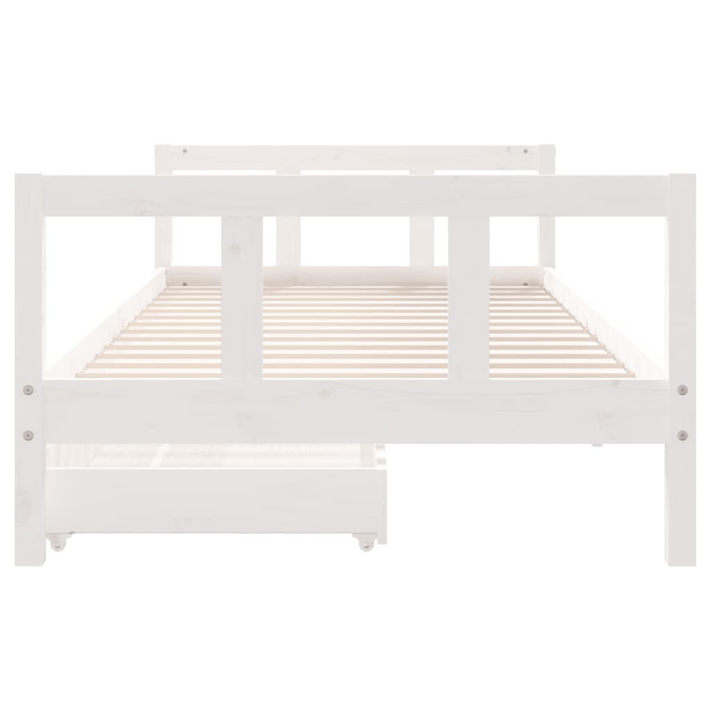 Children's bed frame with drawers, white, 90x200cm, pine