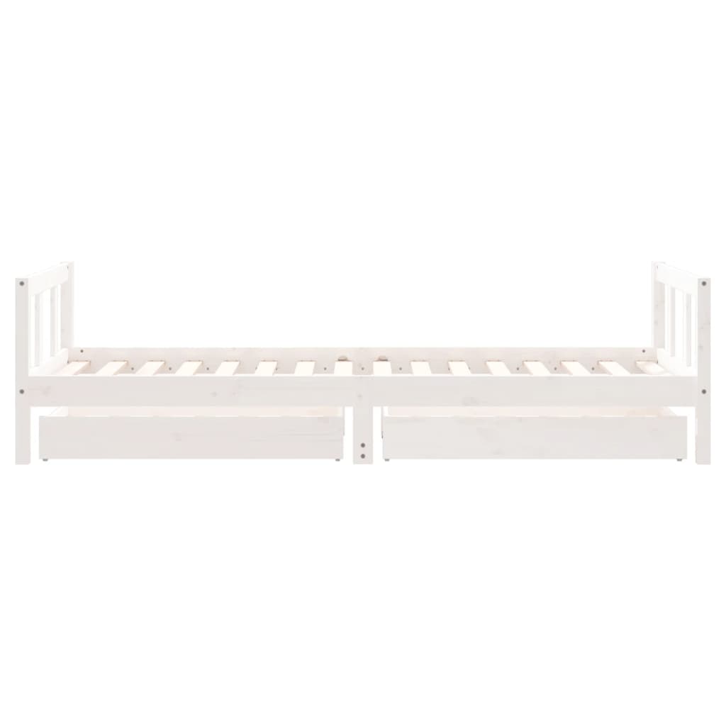 Children's bed frame with drawers, white, 90x200cm, pine