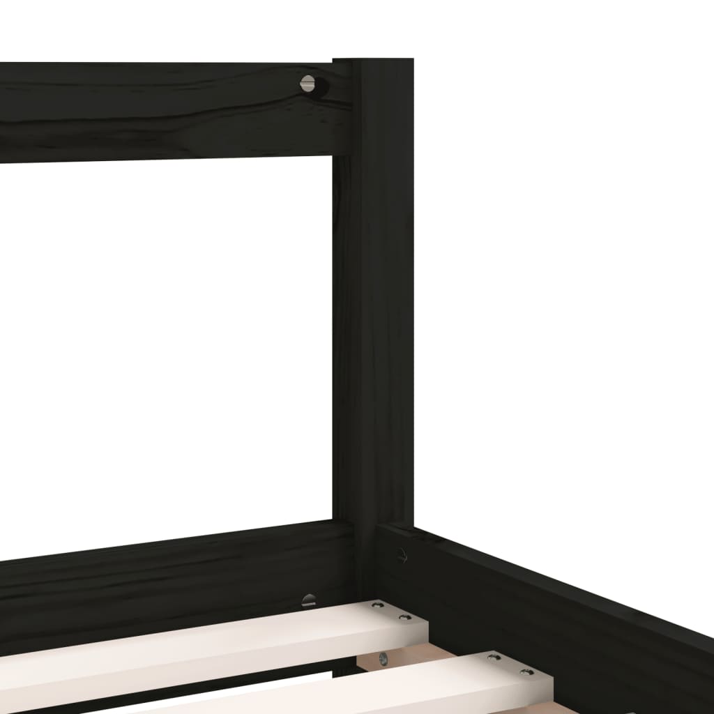 Children's bed frame with drawers, black, 90x190cm, pine