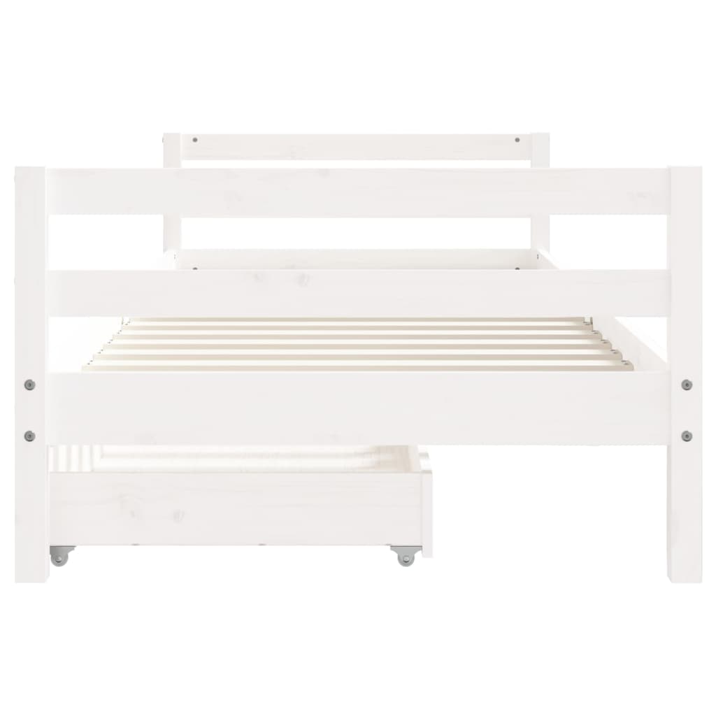 Children's bed frame with drawers, white, 80x200cm, pine