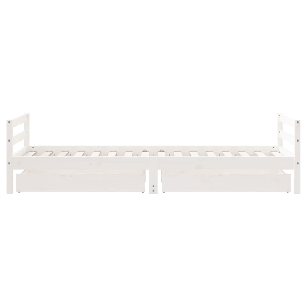 Children's bed frame with drawers, white, 80x200cm, pine