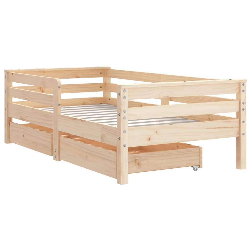 Children's bed frame with drawers, 70x140cm, solid pine