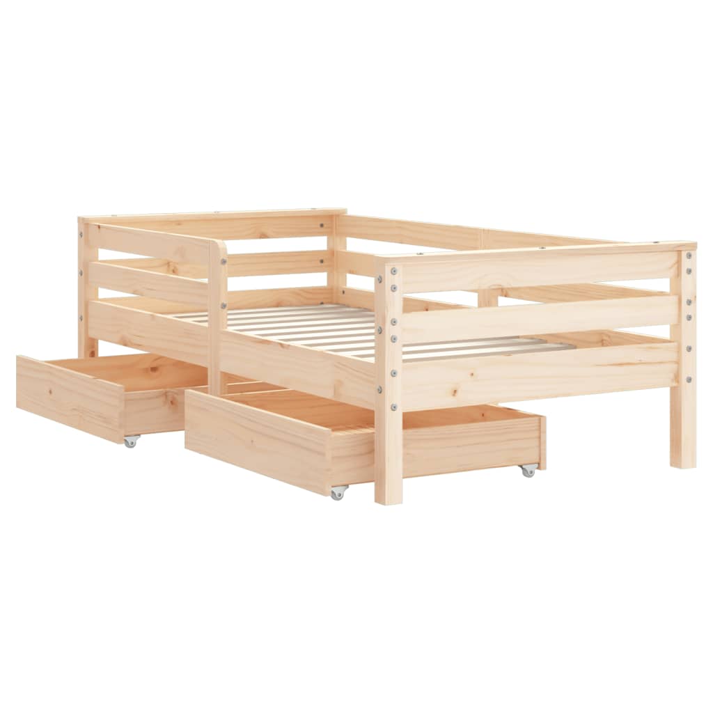Children's bed frame with drawers, 70x140cm, solid pine