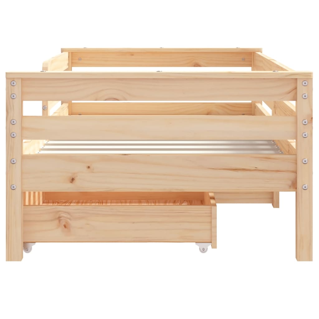 Children's bed frame with drawers, 70x140cm, solid pine