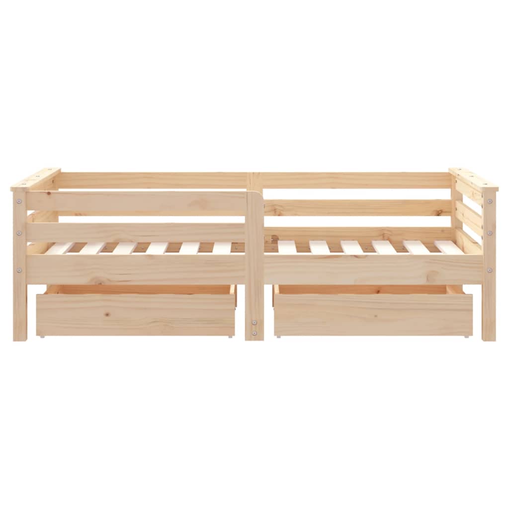 Children's bed frame with drawers, 70x140cm, solid pine