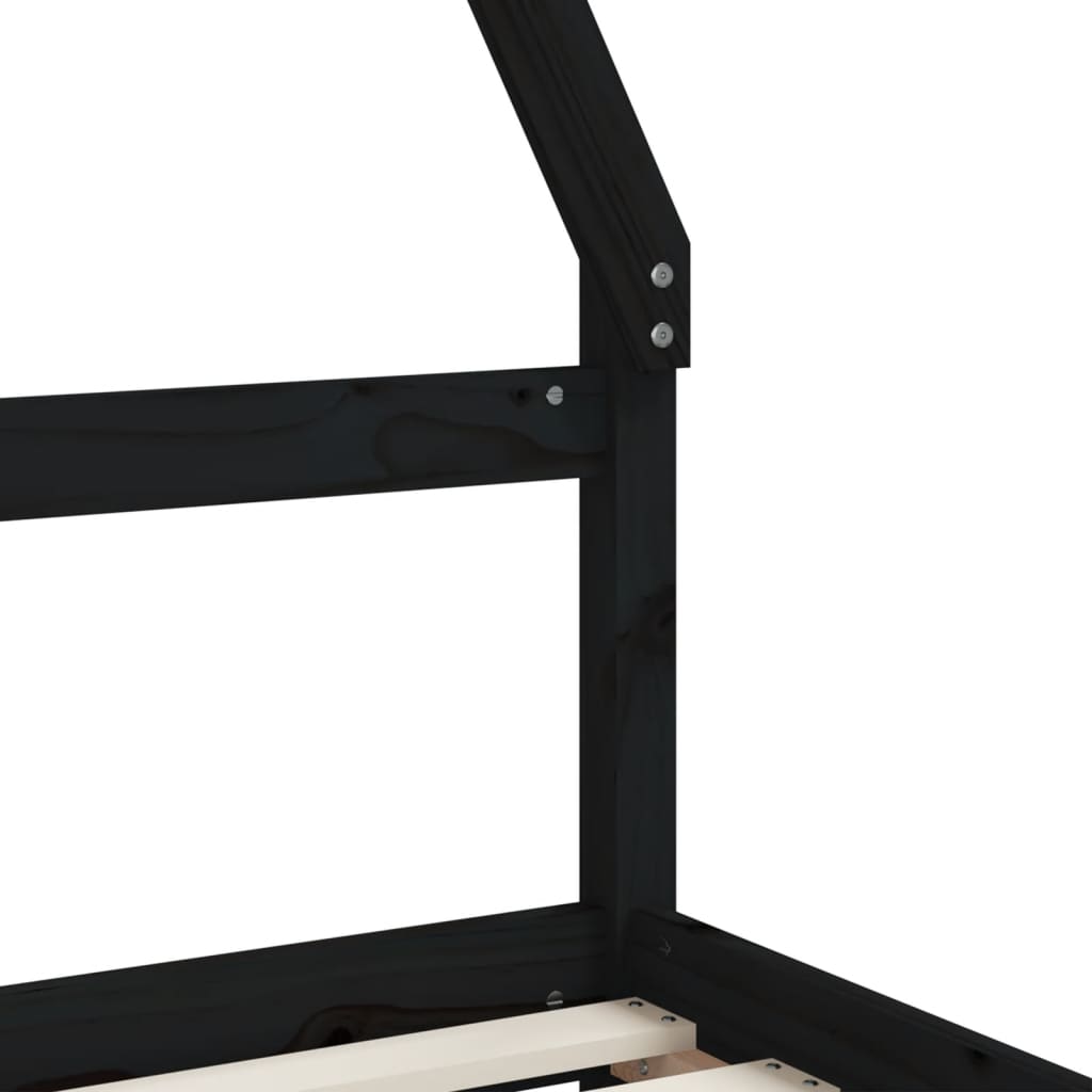 Children's bed frame with drawers, black, 90x190cm, pine