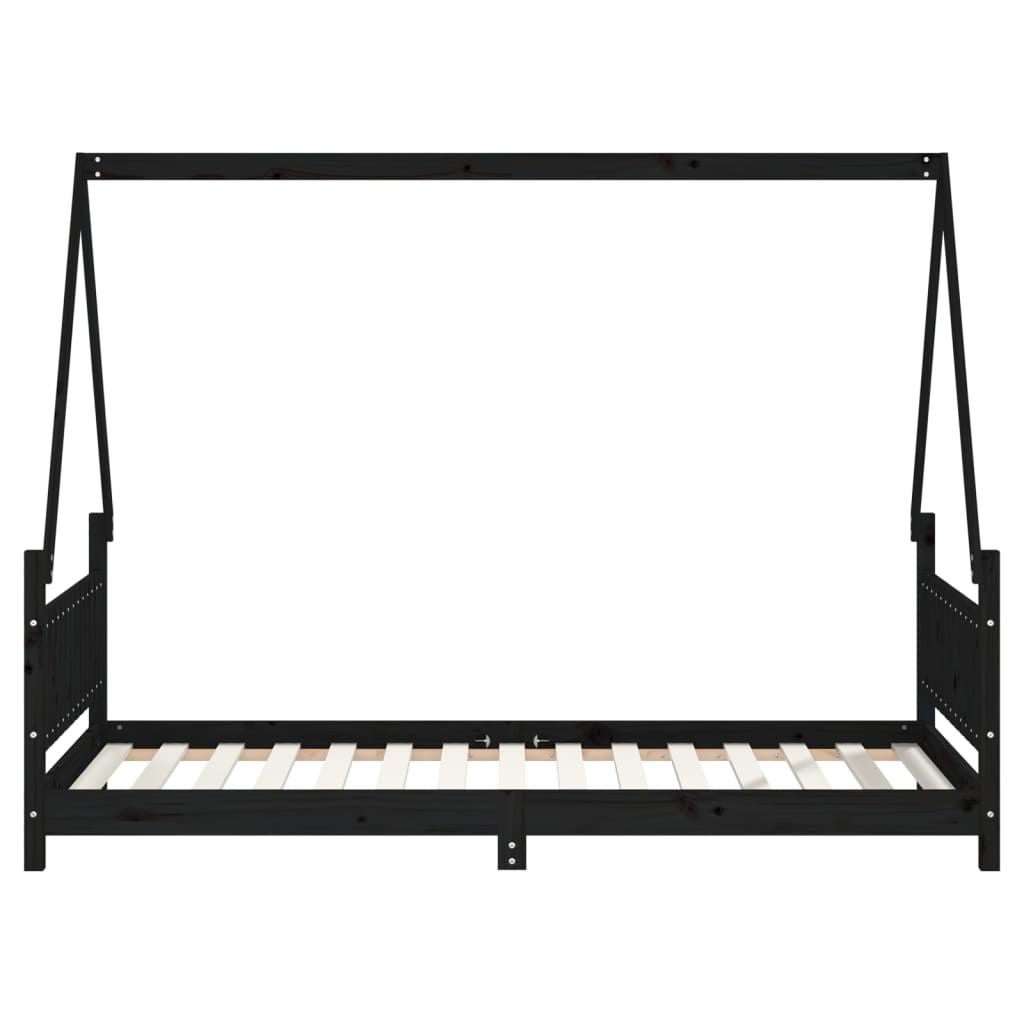 Kids' bed frame, black, 90x190cm, solid pine