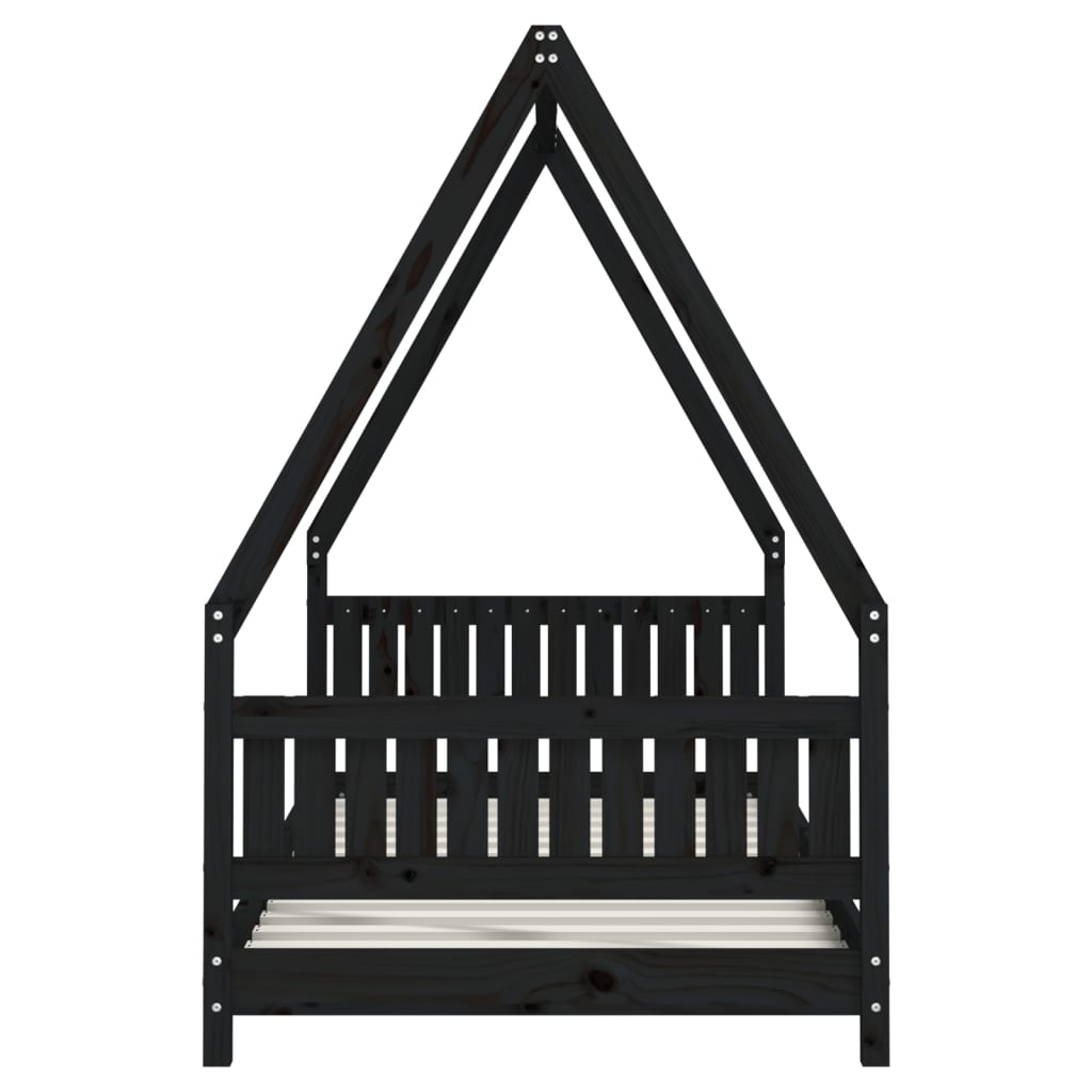 Kids' bed frame, black, 90x190cm, solid pine