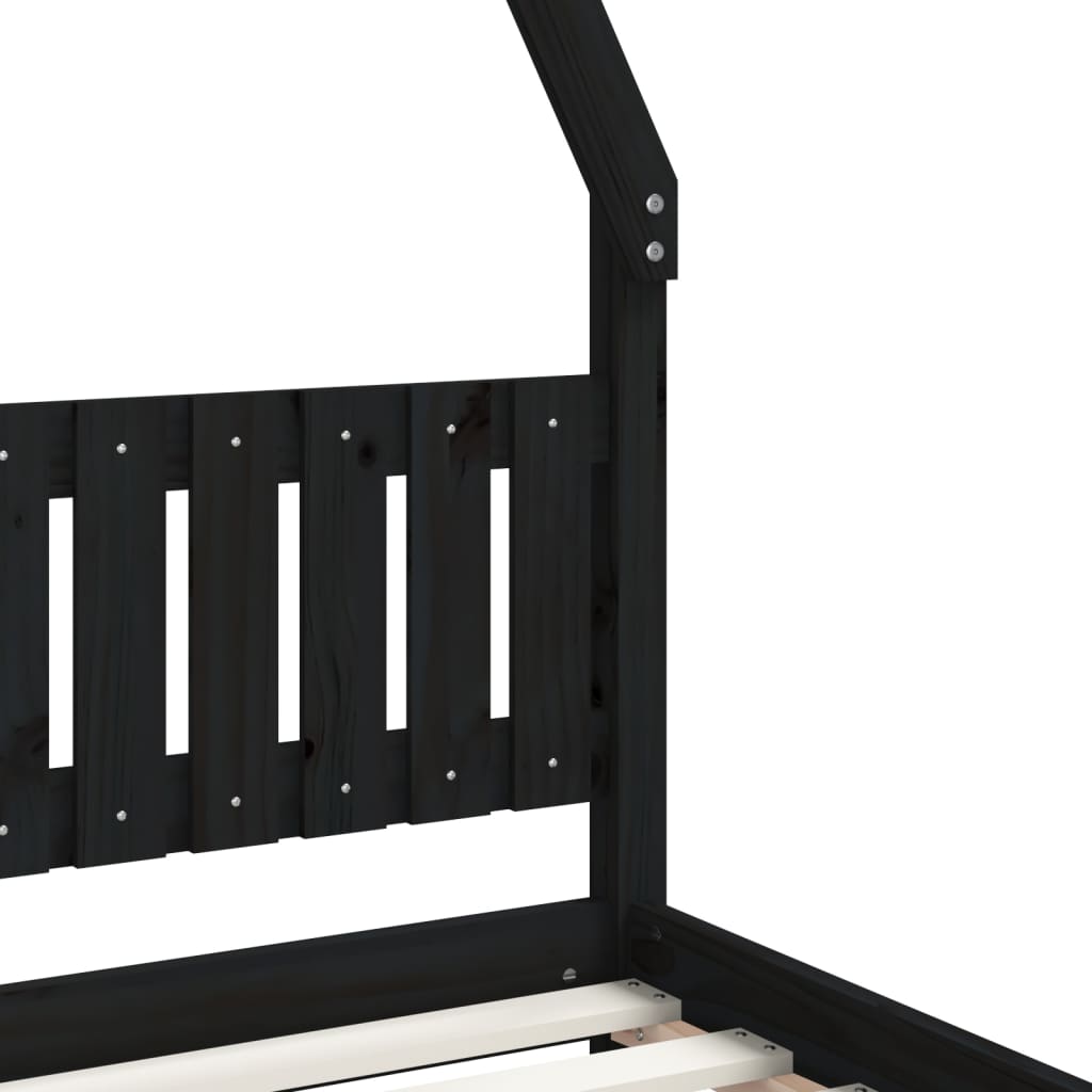 Kids' bed frame, black, 90x190cm, solid pine