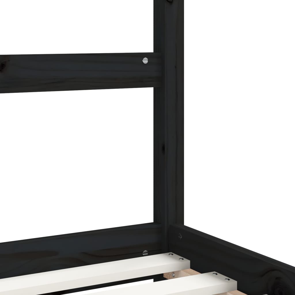 Children's bed frame, black, 80x200cm, solid pine