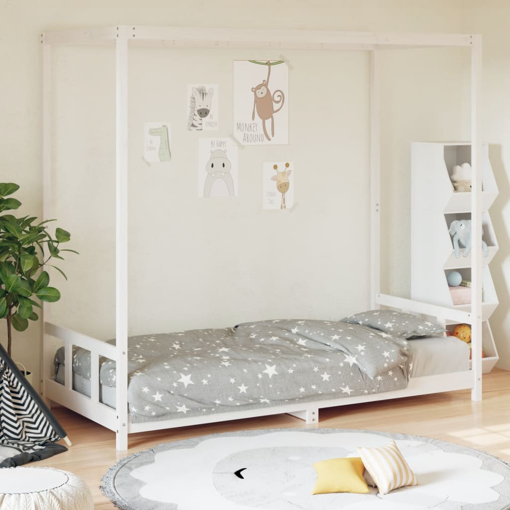 Children's bed frame, white, 90x200cm, solid pine