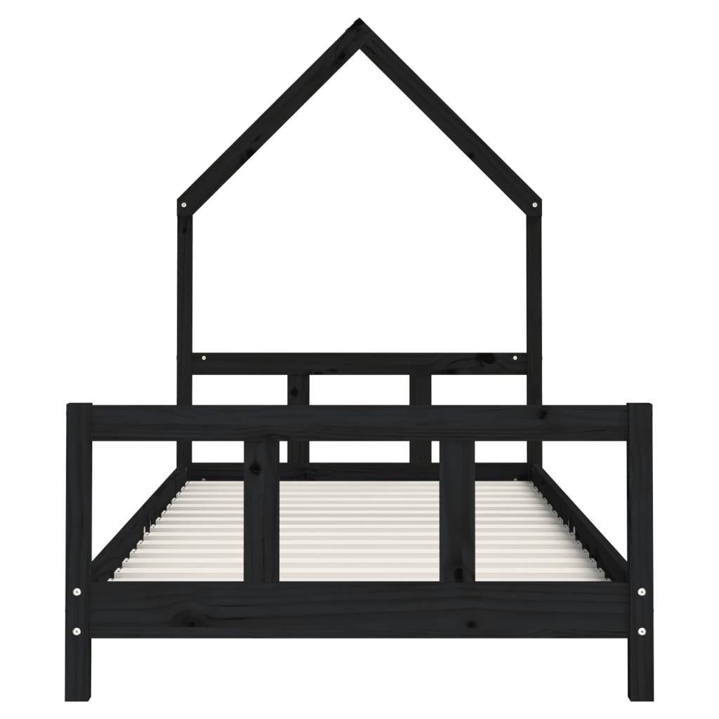 Children's bed frame, black, 90x200cm, solid pine