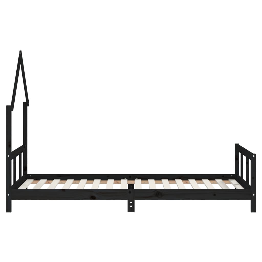 Children's bed frame, black, 90x200cm, solid pine