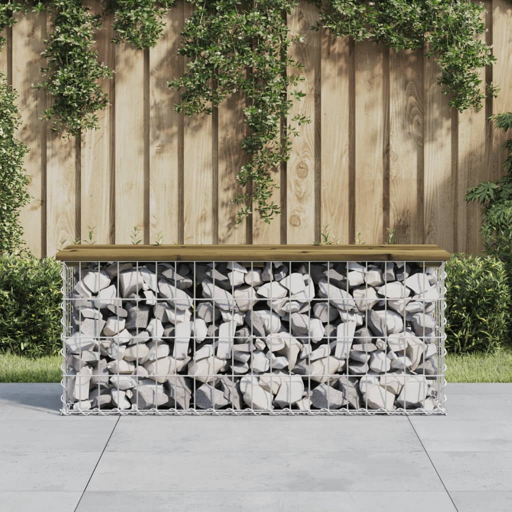 Garden bench, 103x31.5x42cm, pine, gabion design
