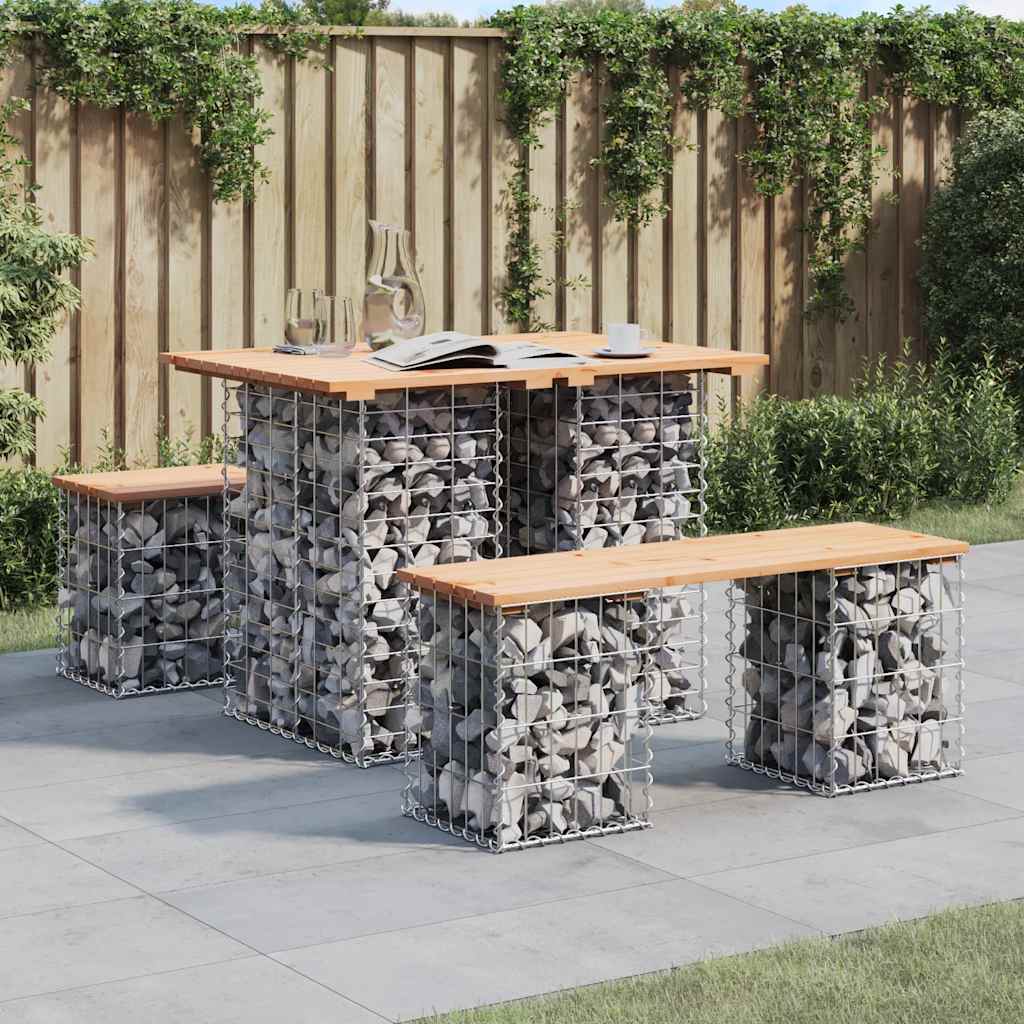 Garden table, gabion design, 100x70x72 cm, solid pine