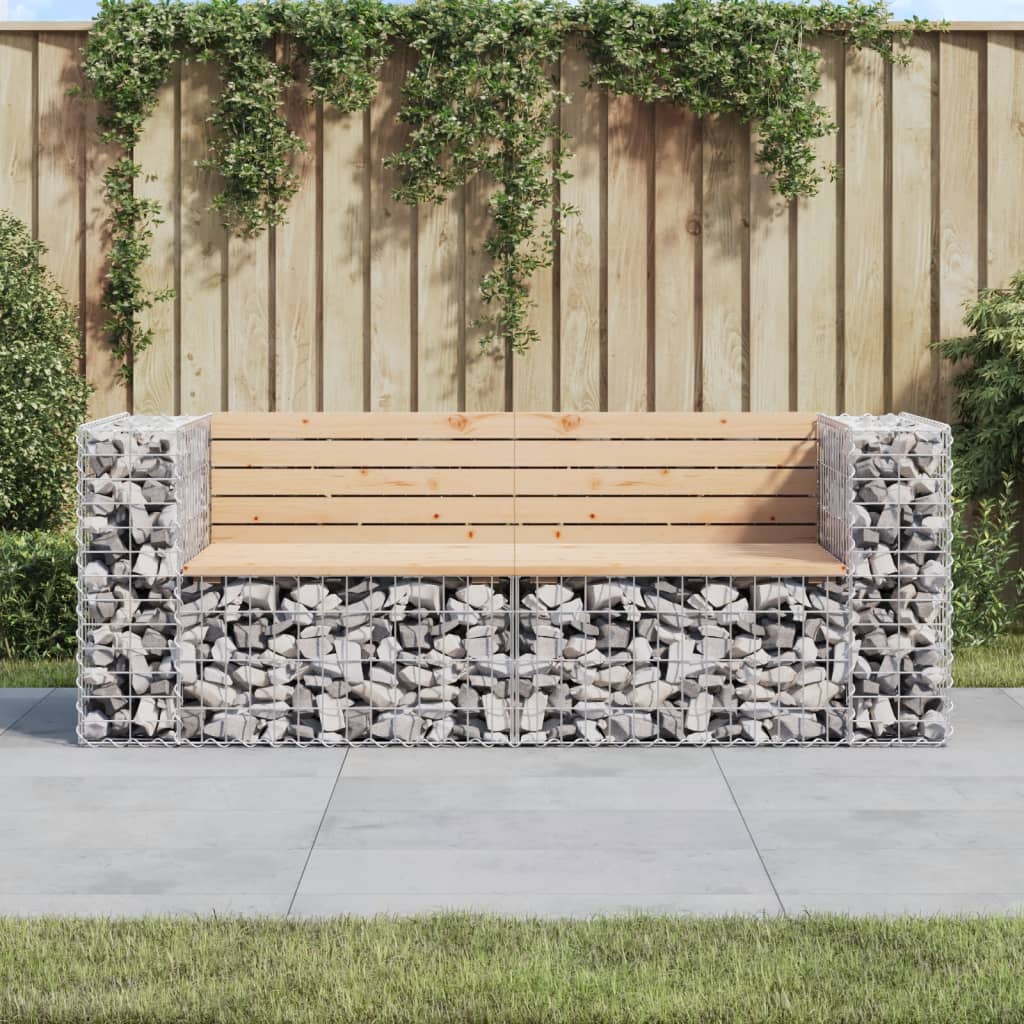 Garden bench, 184x71x65.5cm, solid pine, gabion design
