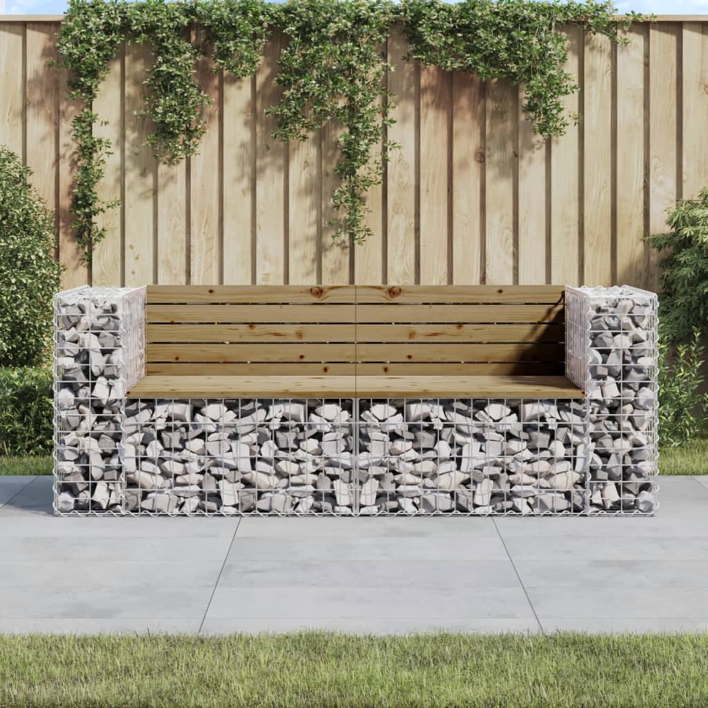 Dārza sols, 184x71x65,5cm, priede, gabiona dizains
