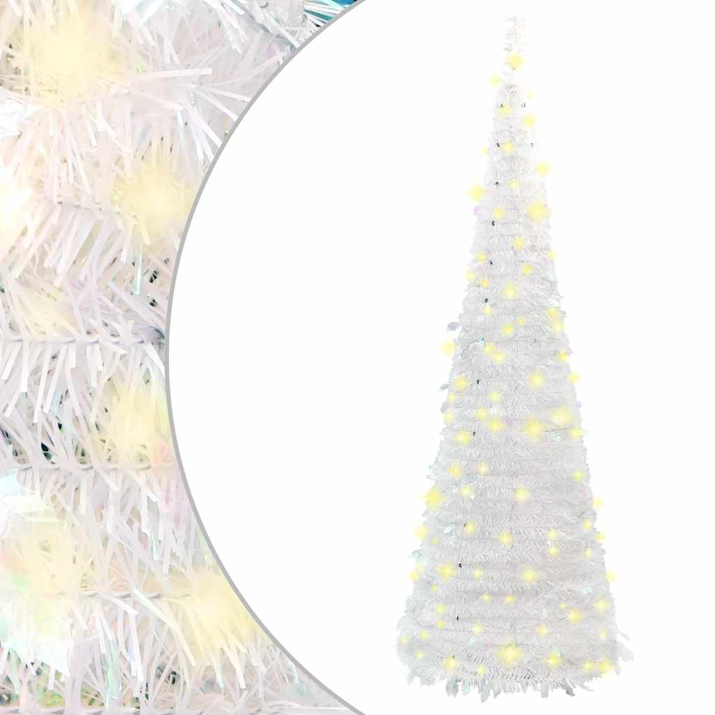 Pop-up Artificial Christmas Tree, white, 120cm, 50 LED
