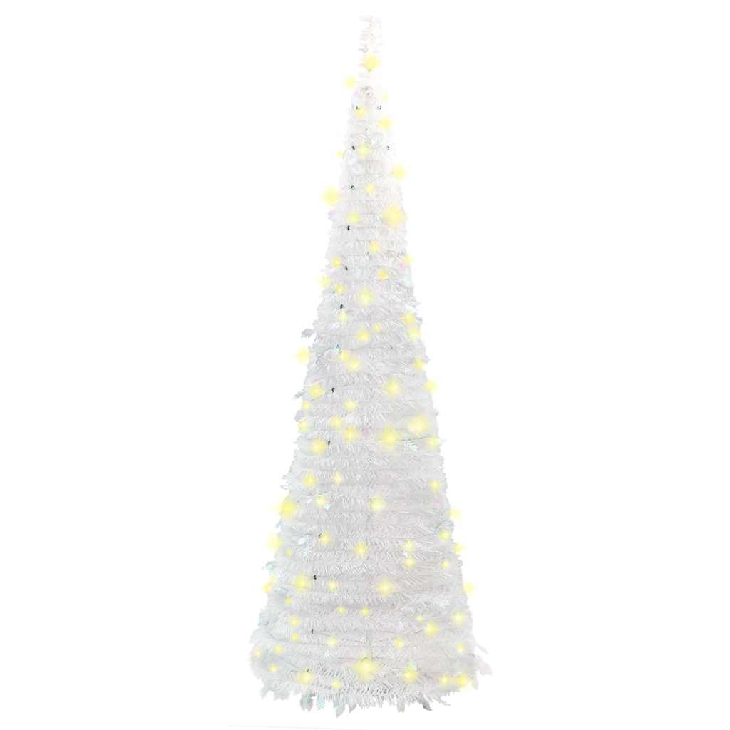Pop-up Artificial Christmas Tree, white, 120cm, 50 LED