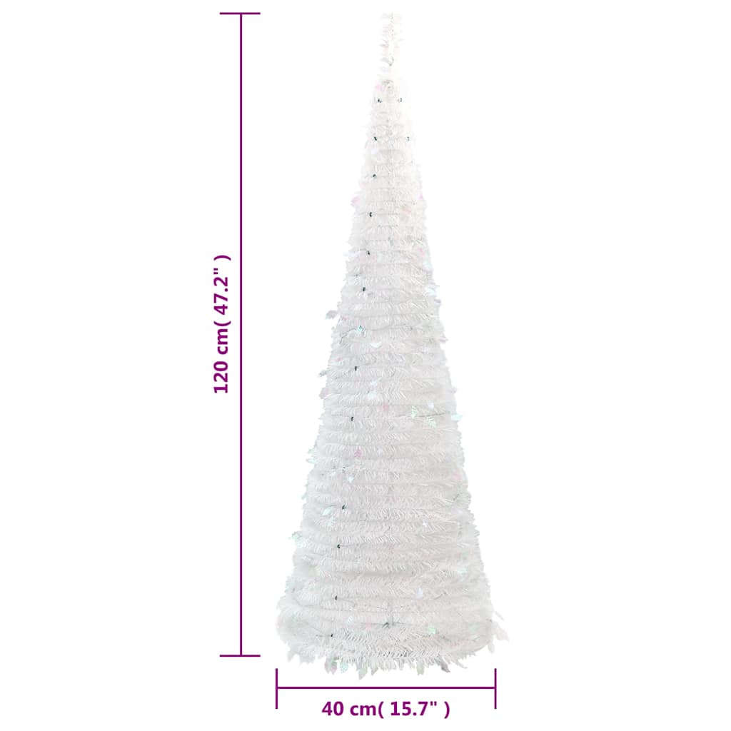 Pop-up Artificial Christmas Tree, white, 120cm, 50 LED