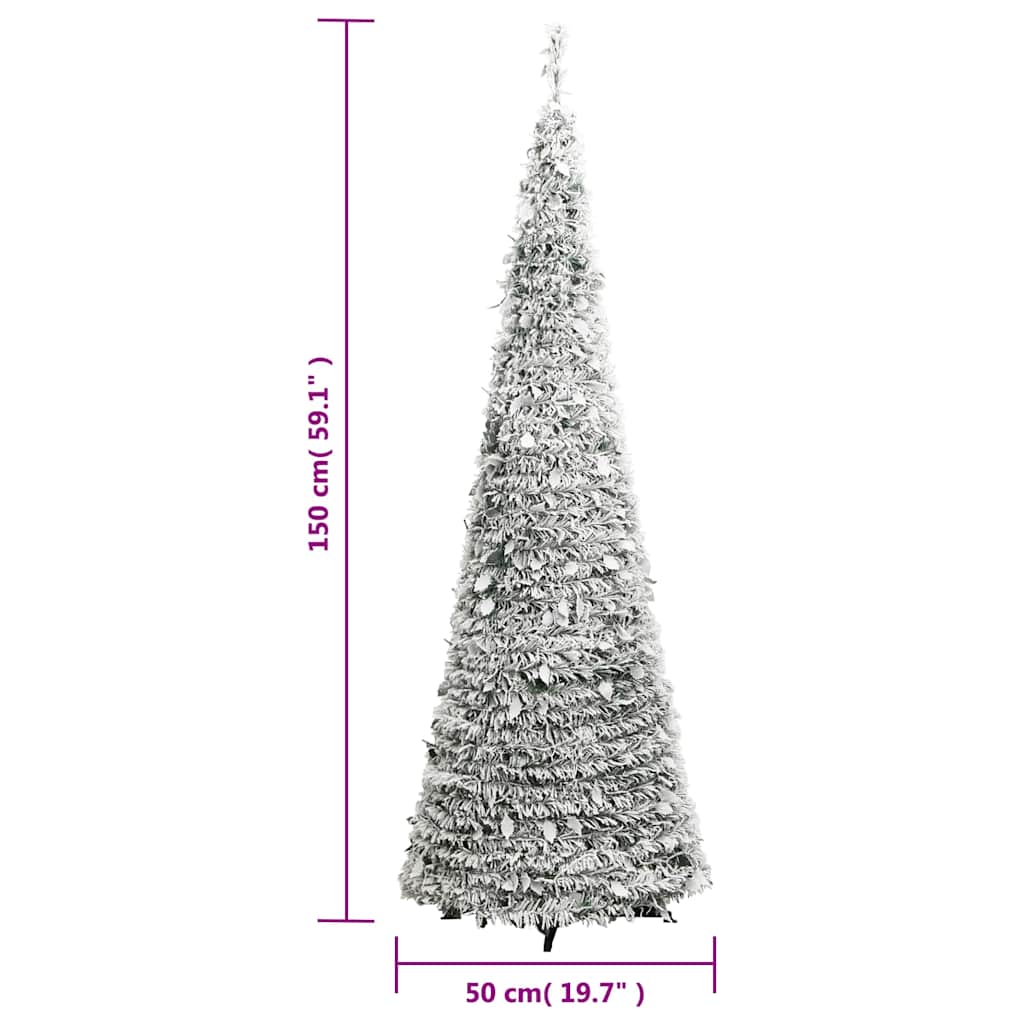 Salokāma mākslīgā Ziemassvētku eglīte ar sniegu, 150 cm, 100 LED