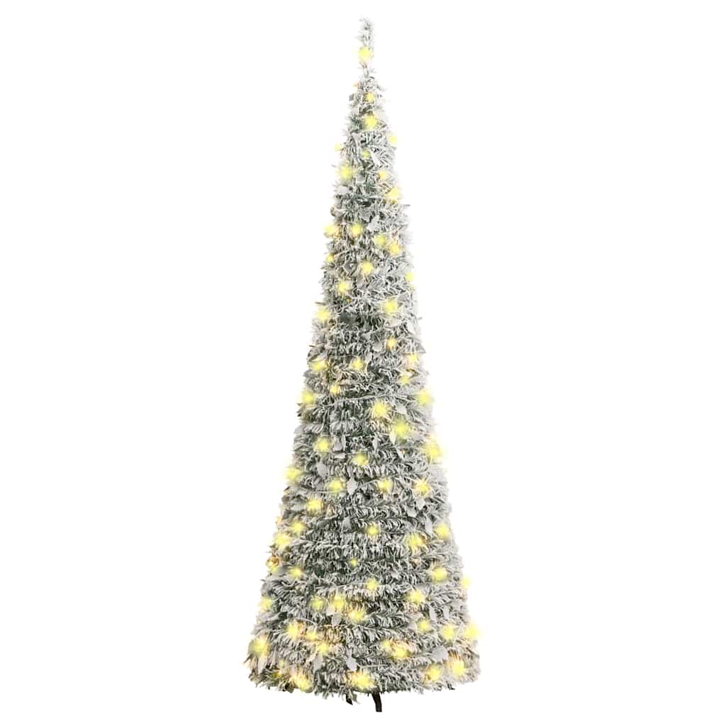 Pop-up Artificial Christmas Tree with Snow, 210cm, 200 LED