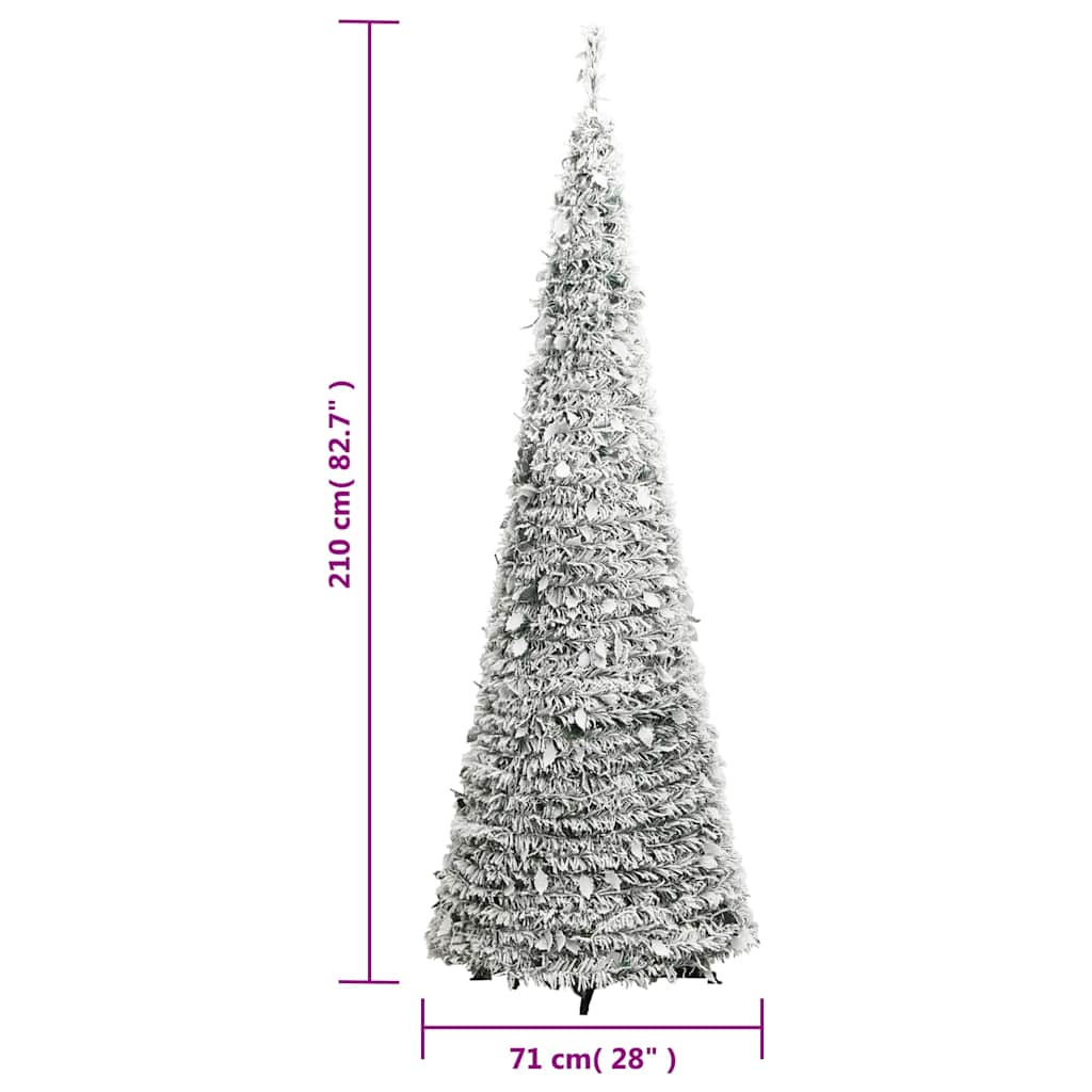 Pop-up Artificial Christmas Tree with Snow, 210cm, 200 LED
