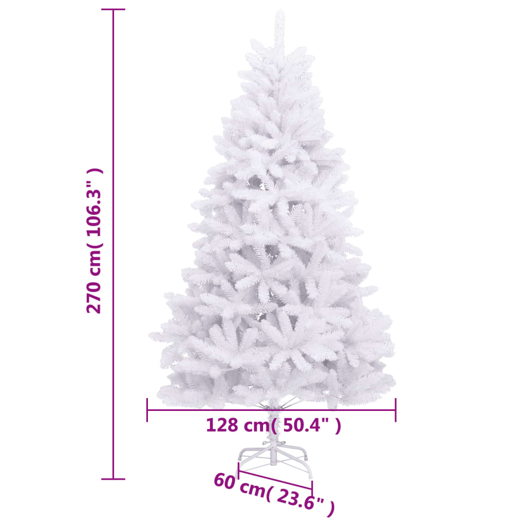 Dirbtinė eglutė su šarnyrinėmis šakomis/stovu, balta, 270cm