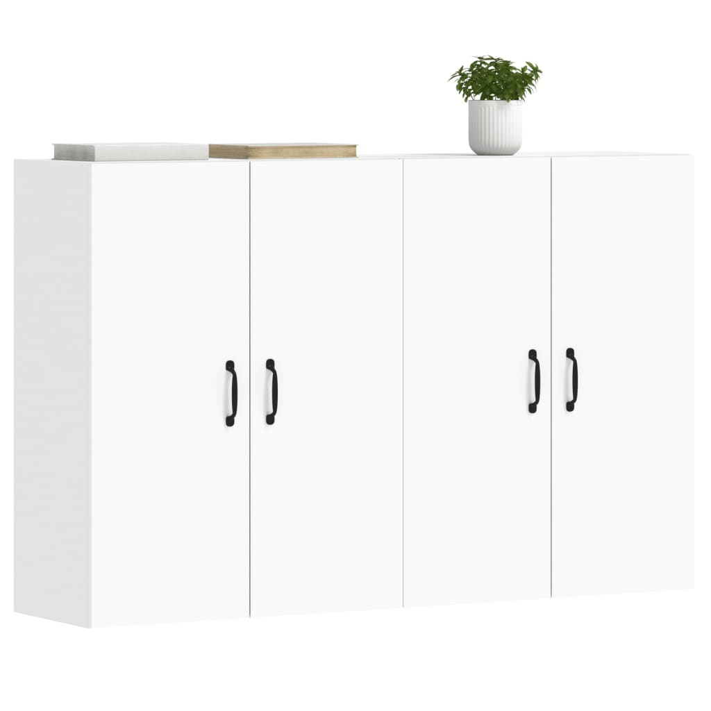 Wall-mounted cabinets, 2 pcs., white, wood