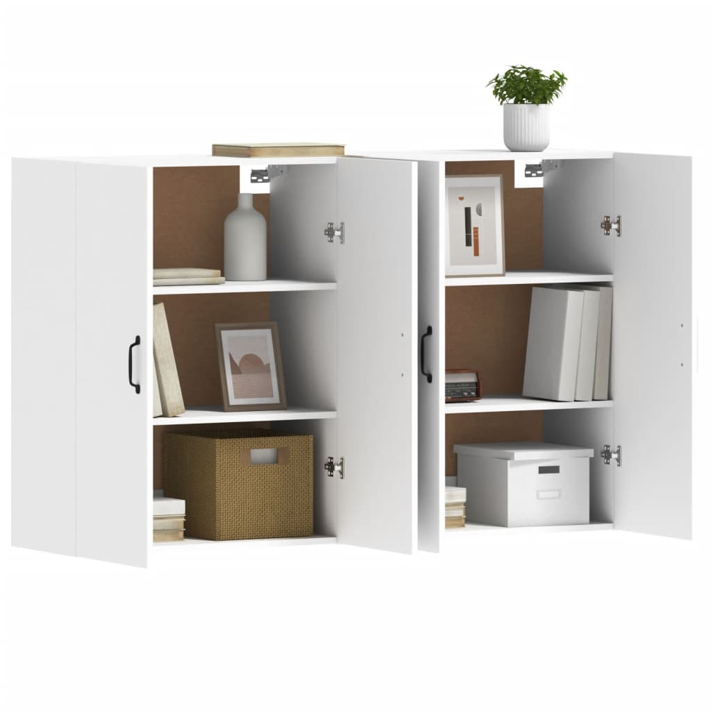 Wall-mounted cabinets, 2 pcs., white, wood