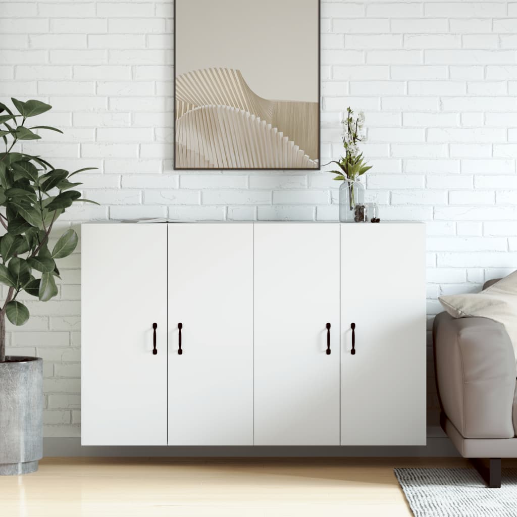 Wall-mounted cabinets, 2 pcs., white, wood