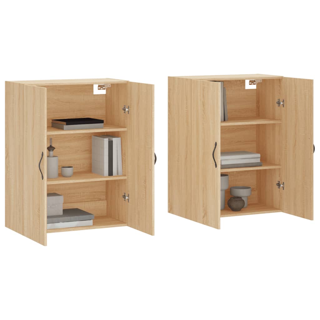 Wall-mounted cabinets, 2 pcs., oak, wood