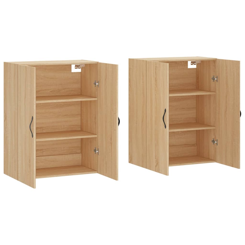 Wall-mounted cabinets, 2 pcs., oak, wood
