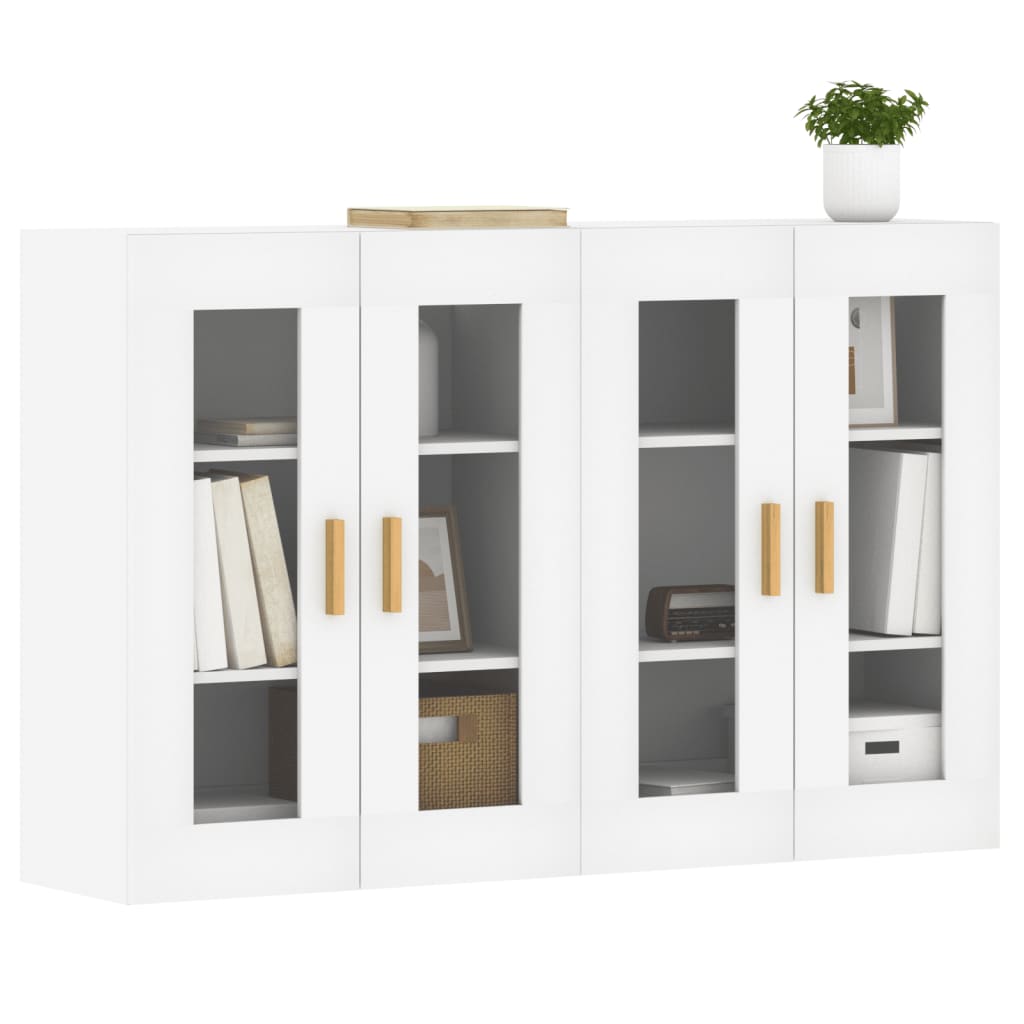 Wall-mounted cabinets, 2 pcs., white, wood