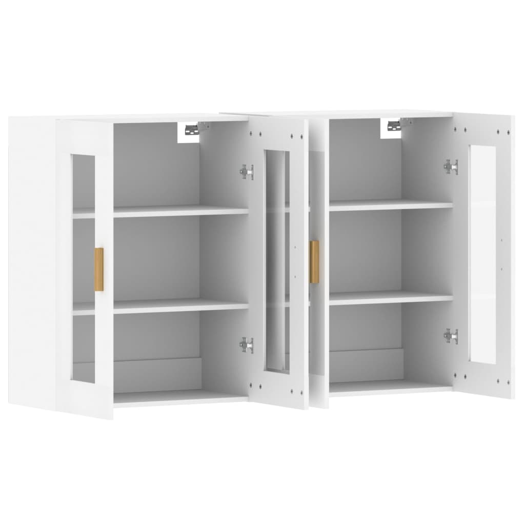 Wall-mounted cabinets, 2 pcs., white, wood