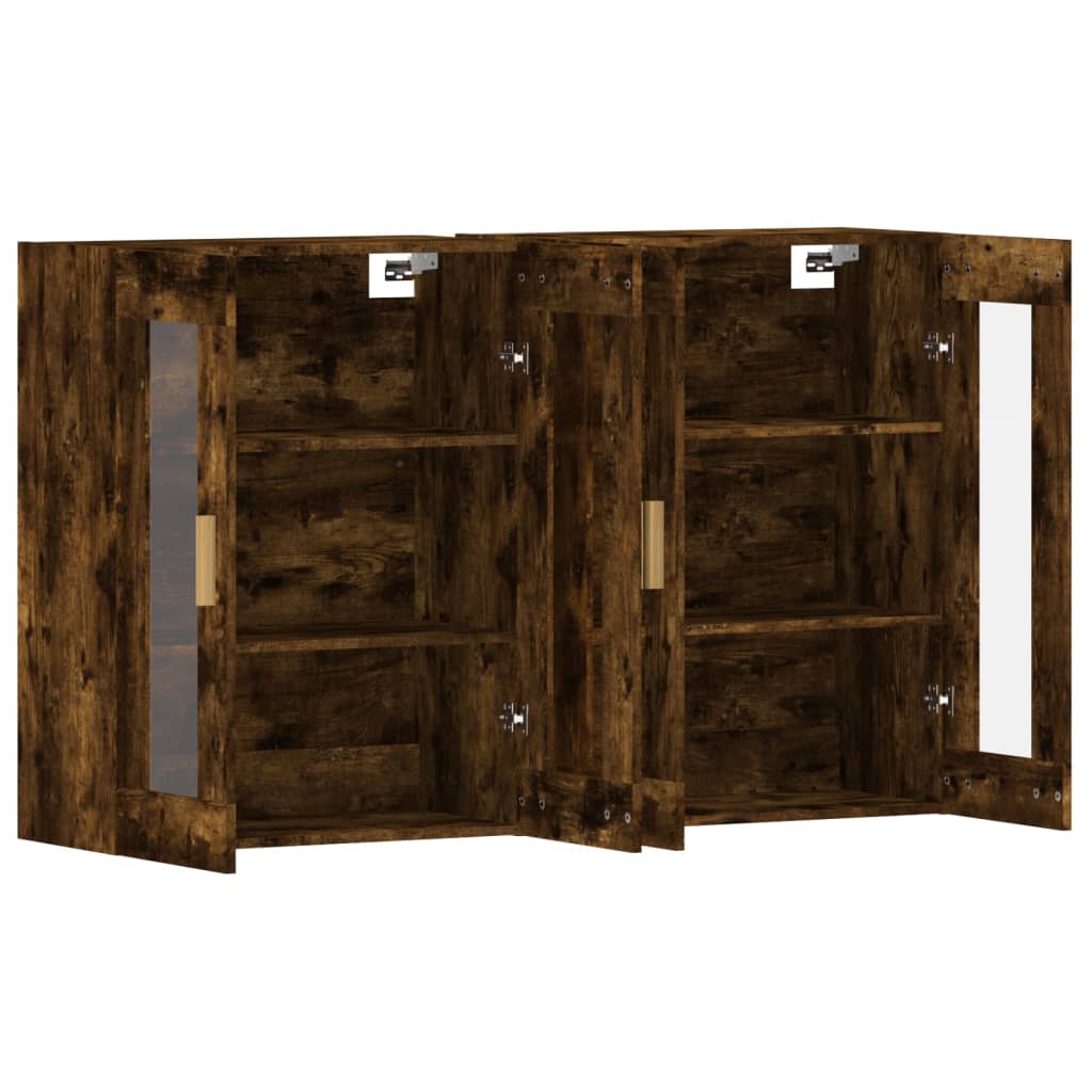 Wall-mounted cabinets, 2 pcs., smoked, wood