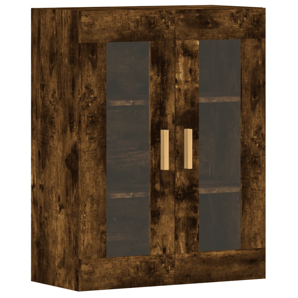 Wall-mounted cabinets, 2 pcs., smoked, wood