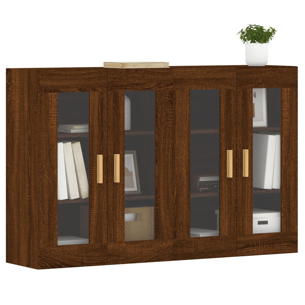Wall-mounted cabinets, 2 pcs, brown, wood