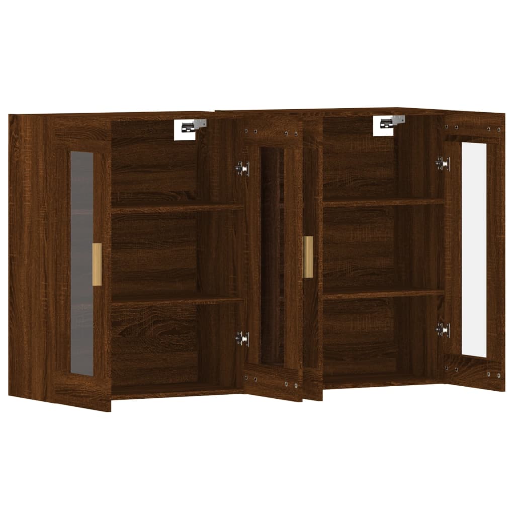 Wall-mounted cabinets, 2 pcs, brown, wood