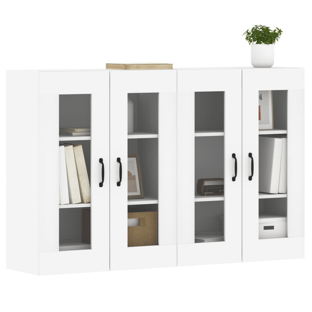 Wall-mounted cabinets, 2 pcs., white, wood