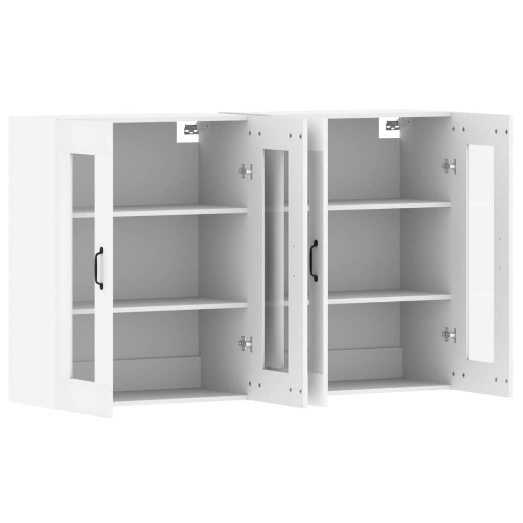 Wall-mounted cabinets, 2 pcs., white, wood