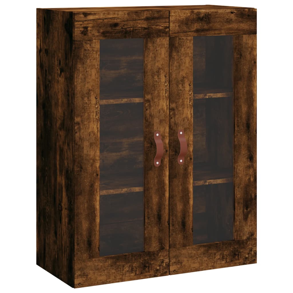 Wall-mounted cabinets, 2 pcs., smoked, wood